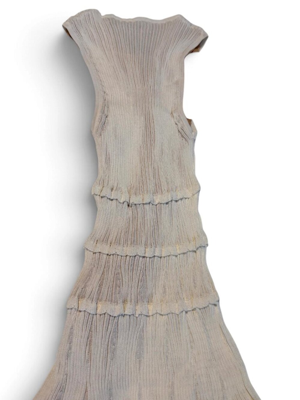 DSQUARED2 - Beige Sleeveless Ruffled Knit Midi Dress, S, NWT